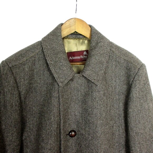Adams Row Brown Wool Tweed Overcoat Top Coat Vintage Luxury Size 42 Made In USA - Picture 9 of 9